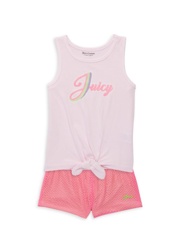 Juicy Couture Baby Girl's 2-Piece Logo Top & Mesh Shorts Set